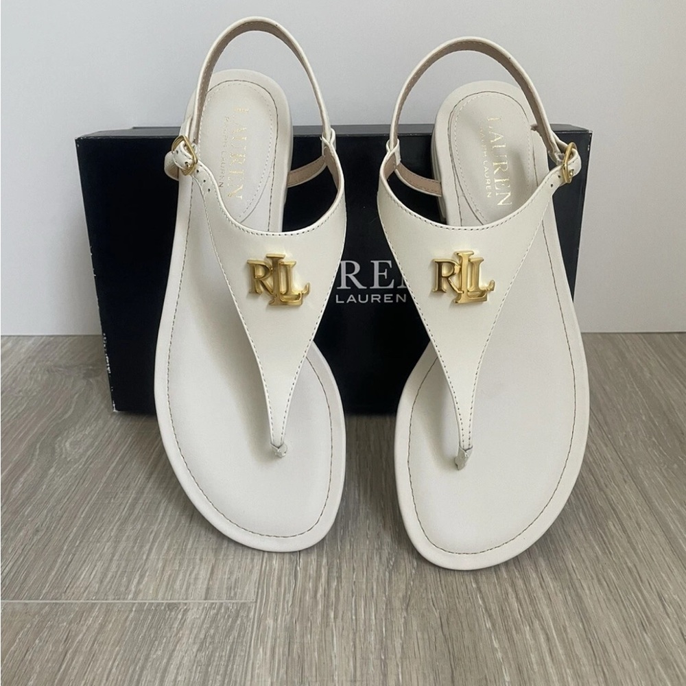 Lauren Ralph Lauren Ellington Cream Leather Sandals Size 6